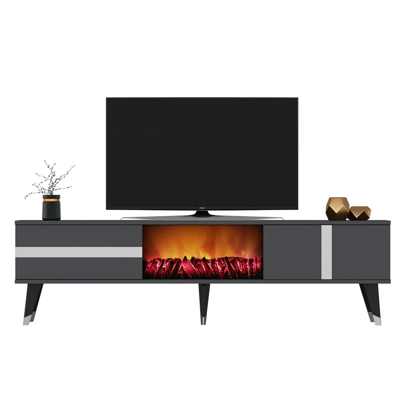 Keikei Unfinished TV Stand, Brass/Black