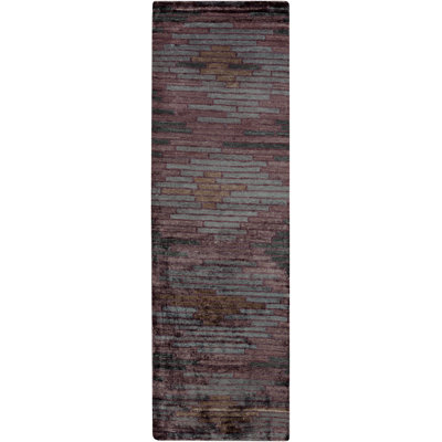 Tapis brun à motif géométrique noué à la main Mccreery