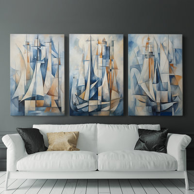 Série Sea and Shore XCII - Ensemble de toiles tendues avec châssis Premium - Prêt à être accroché