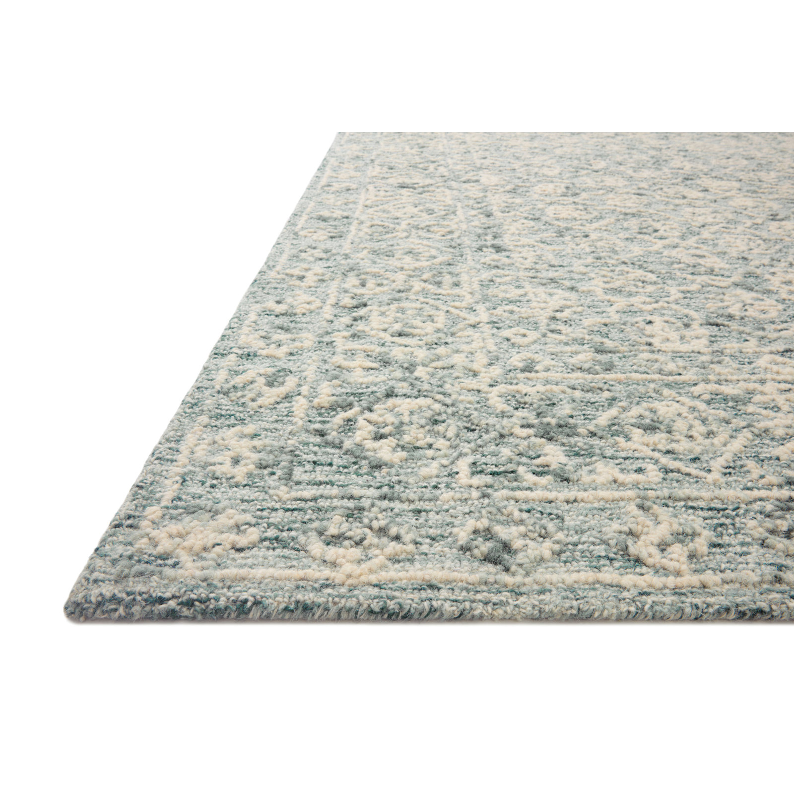 Millcreek Handmade Wool Ocean/Ivory Rug, Runner 2'3" x 5'6"