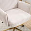 Chaise de bureau blanche à dossier moyen avec velours côtelé, dossier ergonomique et base dorée stable avec velours côtelé pour l'équilibre