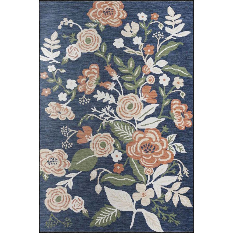 Tapis décoratif noir à motif floral traditionnel paille et brun Karabagh, Sous-tapis carré 3 pi 3 po inclus