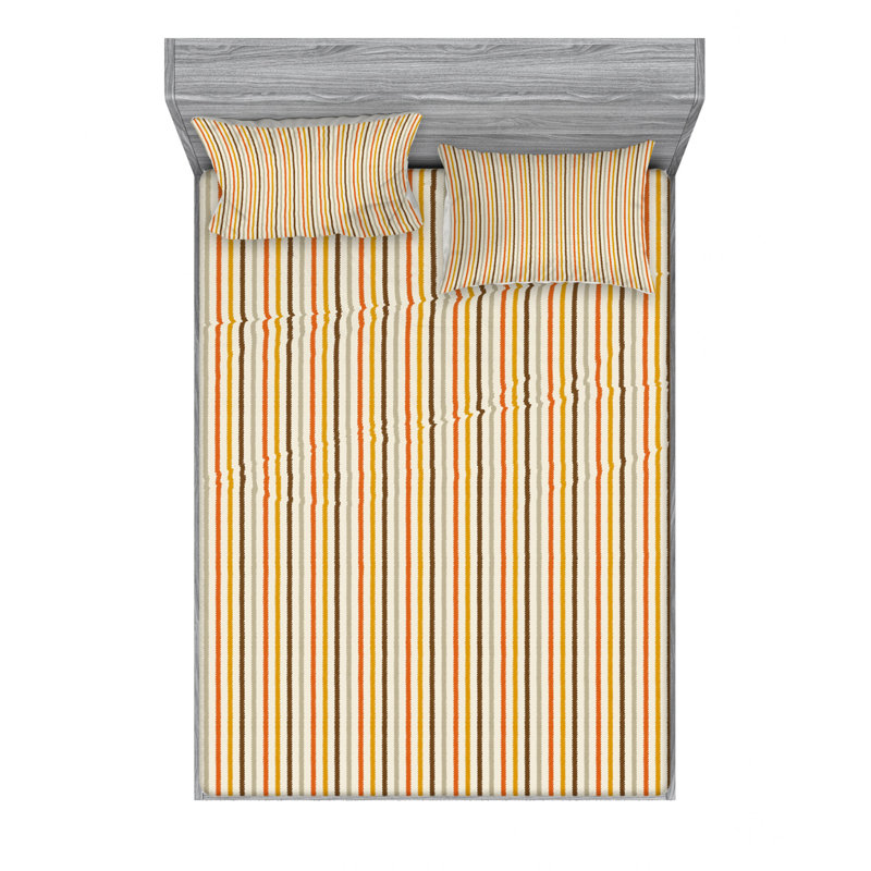 Queen Multicolor Microfiber Striped Bedding Set