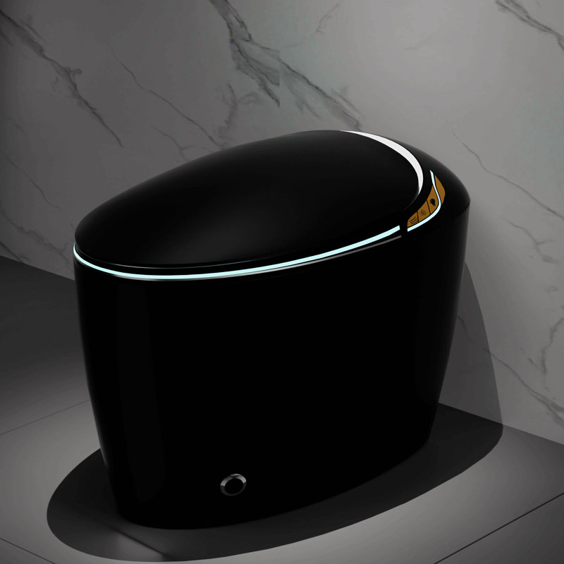 Unique Smart Toilet With Bidet Built In, Intelligent One Piece Toilet For Modern Bathroom, Auto Open/Close Seat, Foot Sensor, Led Display,Night Light, Warm Water & Dryer