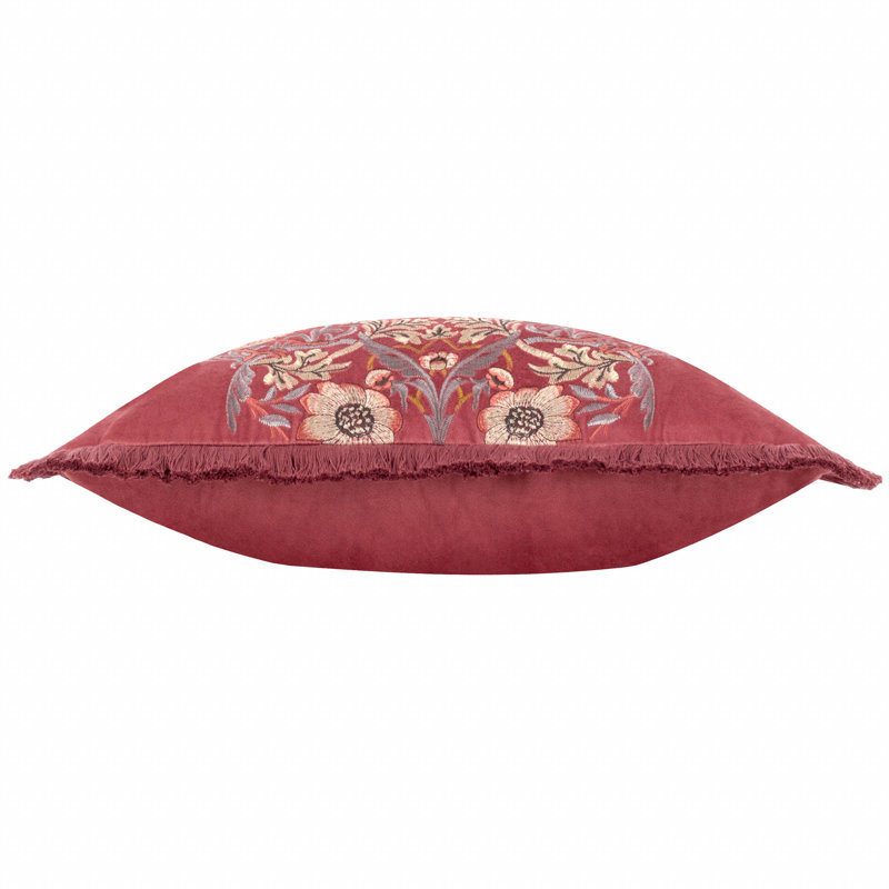 Strawberry Thief Floral Square Cushion Cover, Red Floral