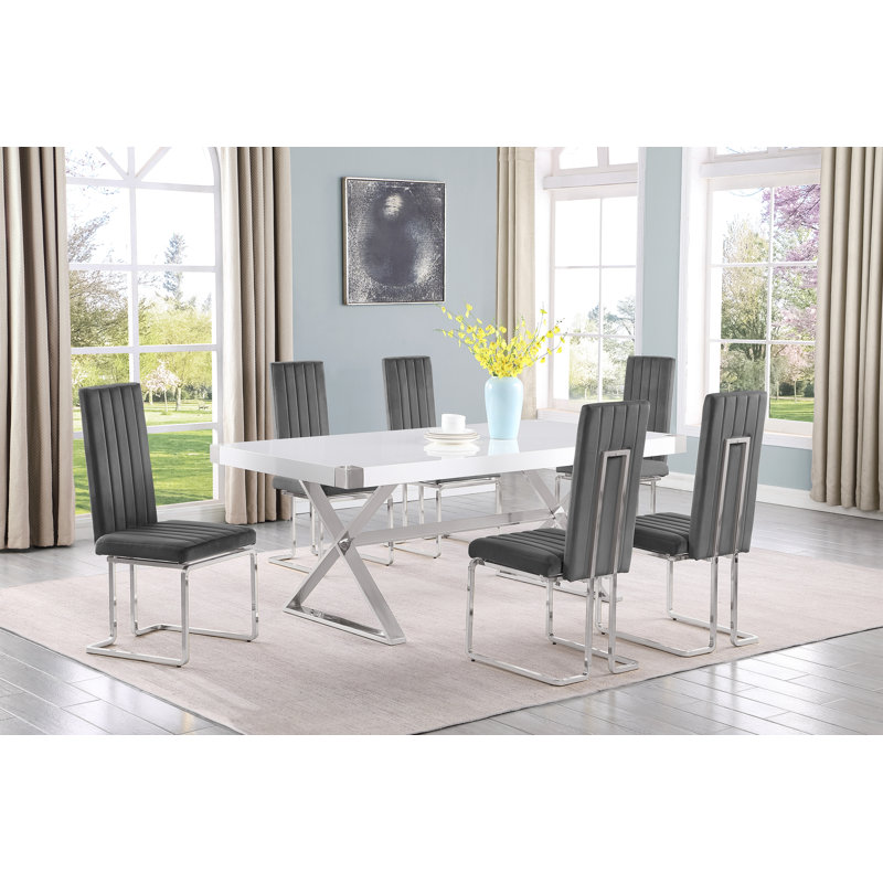 Ensemble repas 5 ou 7 pièces Ziona, 7, Gris / argent, Argent argent