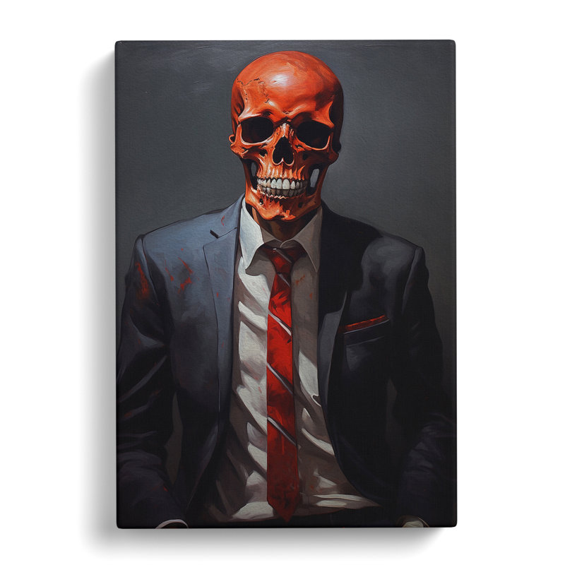 Skeleton in a Suit Painting No.3 - Wrapped Canvas, 50cm H x 35cm W x 3cm D