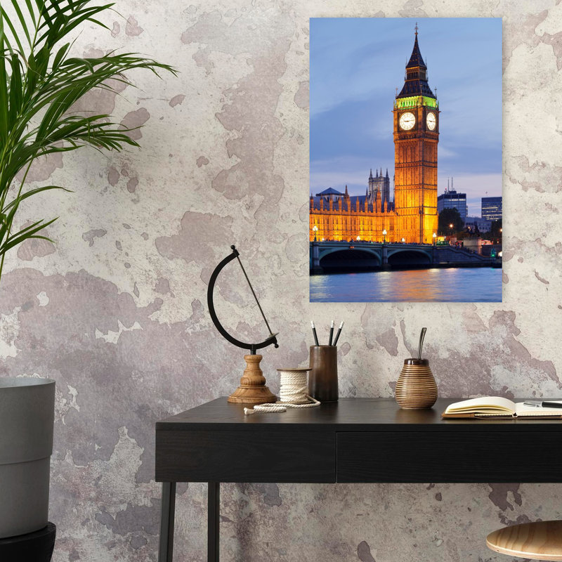 Vue de Big Ben et des maisons du Parlement avec le pont de Westminster à la rivière Thames, Westminster, Londres, Angleterre, architecte contemporain abstrait ...