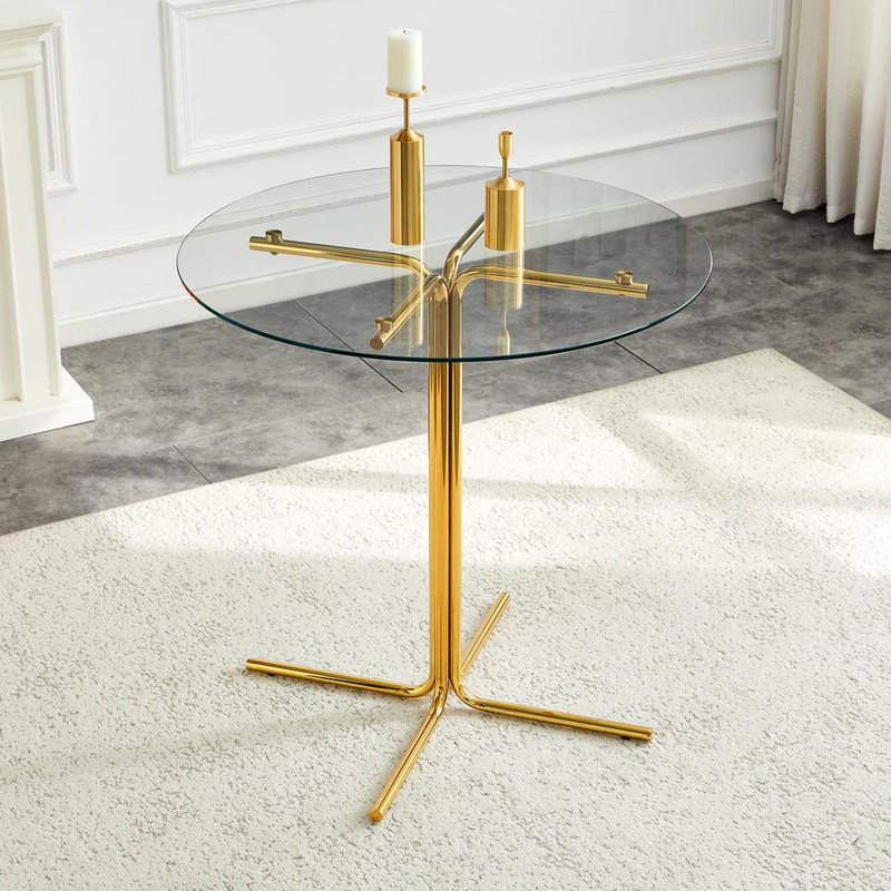 Table de salle à manger 36 ", Transparent / Gold