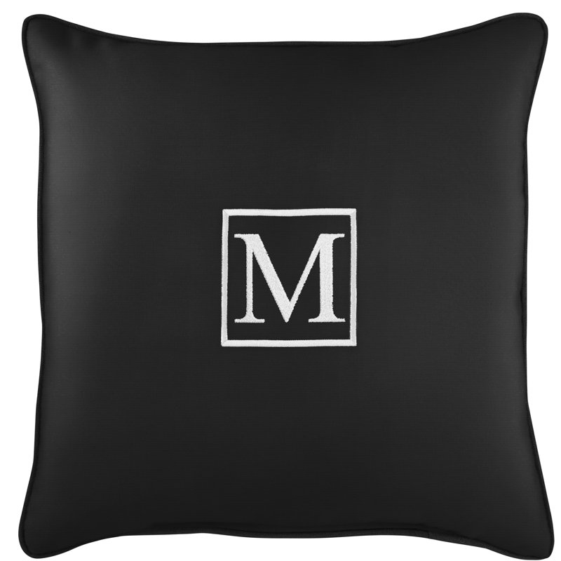 Kettil Embroidered Sunbrella® Outdoor Throw Pillow, Black, M