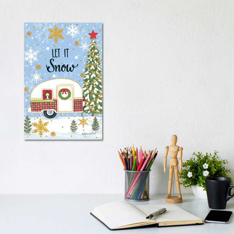 Let It Snow Camper by Annie LaPoint - Print, No Mat, Wrapped Canvas, 12" H x 8" W x 0.75" D