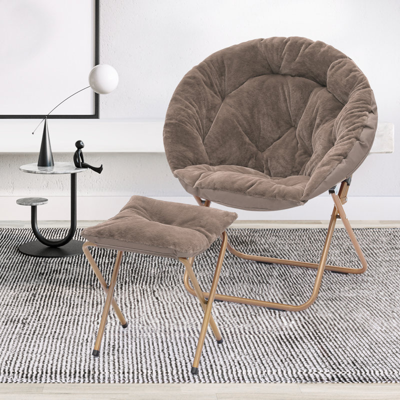 Fauteuil d'appoint pour chaise longue Amey, Fourrure synthétique rose, Bronze, Oui