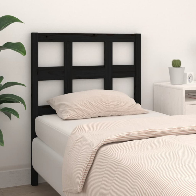 Solid Wood Headboard, 100cm H x 95.5cm W, Black