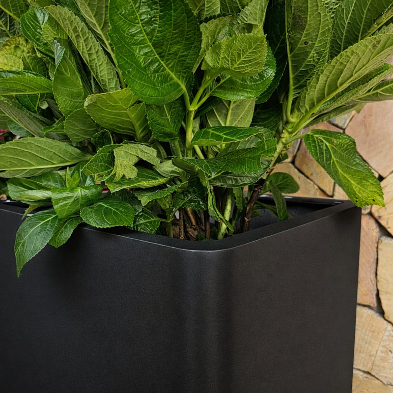 Pot à fleurs Kute Nest Elio Zen Fiberstone - noir tricorne - H25 po, Noir, H 25 po x l 14 po x P 14 po