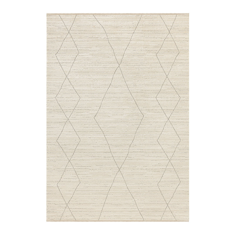 Maresia Diamond Area Rug, Ivory, Rectangle 3'3" x 5'