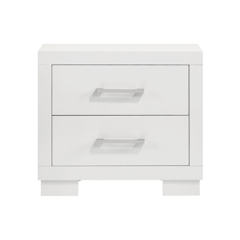 Table de chevet 2 tiroirs en panneau de fibres à densité moyenne blanc