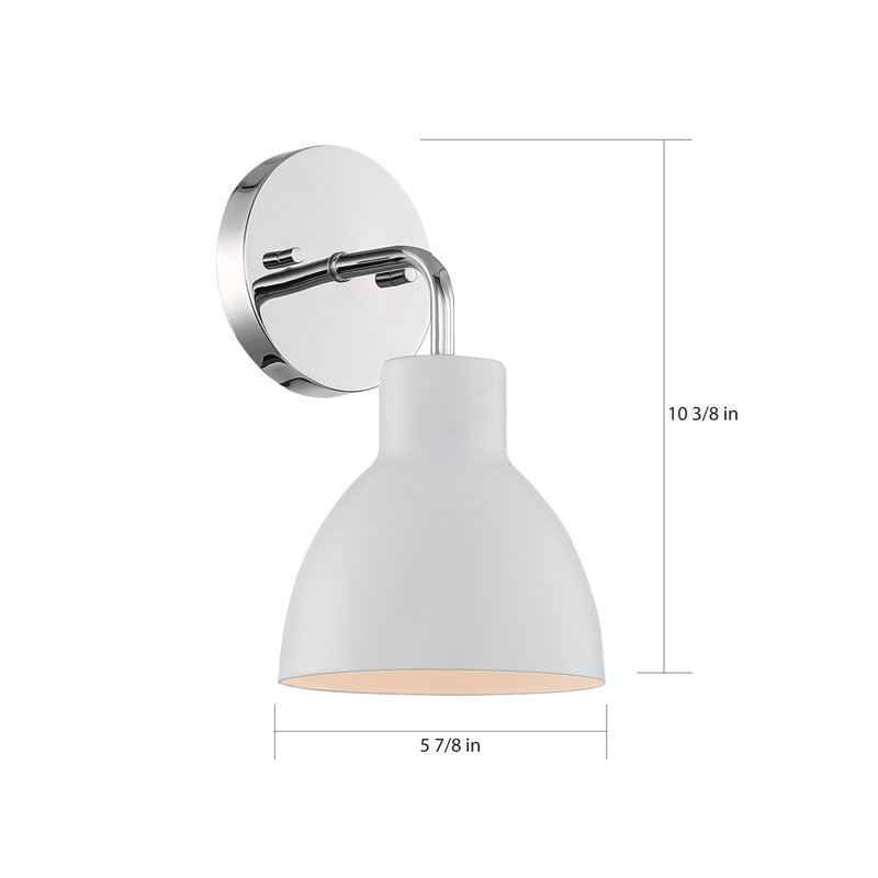 Florian Dimmable Bath Sconce, Matte White, Polished Nickel