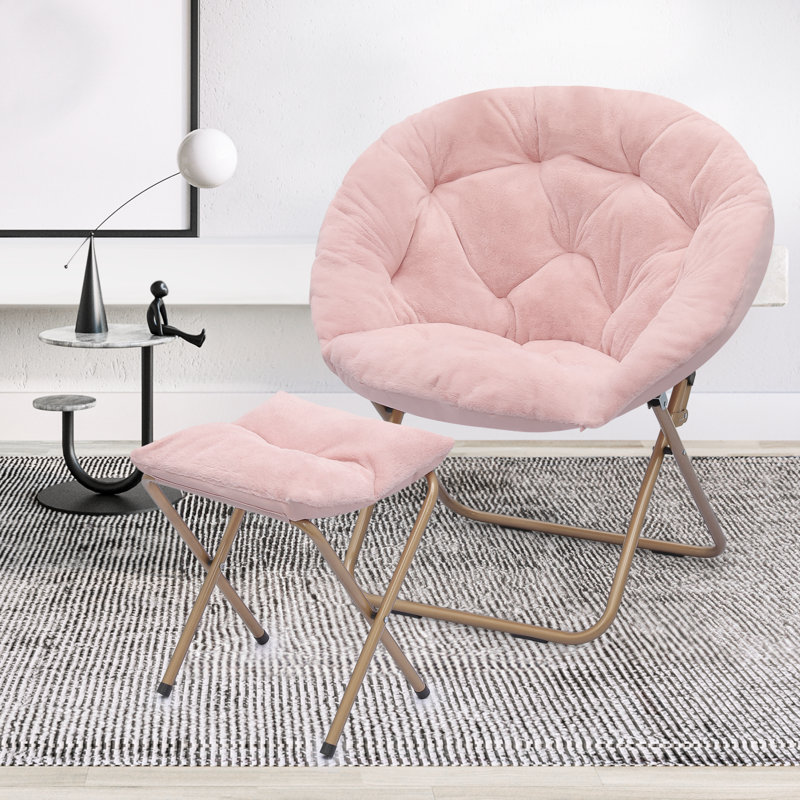 Fauteuil d'appoint pour chaise longue Amey, Fourrure synthétique rose, Oui, Bronze