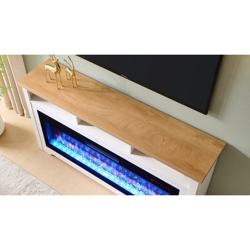 Meuble télé avec foyer électrique intelligent 60 po, 32.02"H x 70.09"L x 13.84"W
