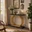 Console en faux marbre, canapé d'appoint 40 "avec base géométrique en métal-1400504568-1400504580-1400504583