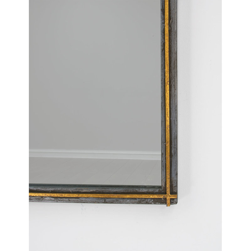 Lele Framed Mirror, Antiqued Gray/Gold Leaf