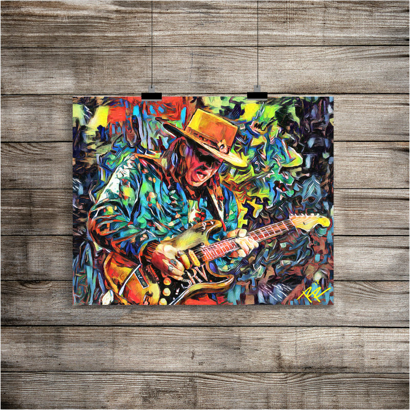 Stevie Ray vaughan - Guitare de blues - «She's My Pride and Joy» - peinture sans cadre, H 11 po x l 14 po x P 0,1 po
