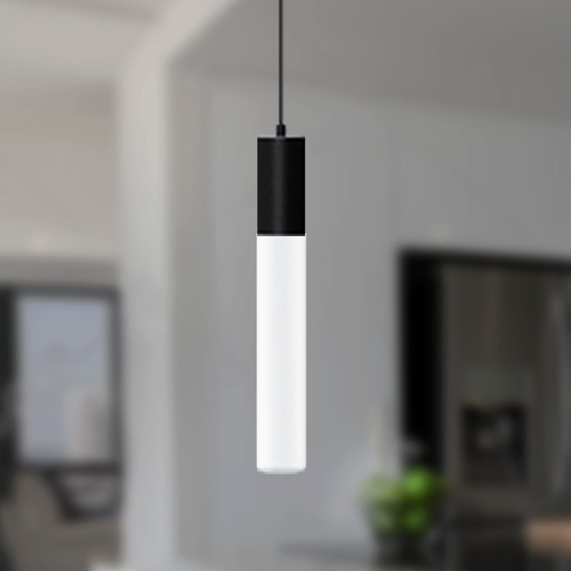 1 - Light Single Cylinder LED Pendant, Matte Black, 7" H x 1.1" W x 1.1" D
