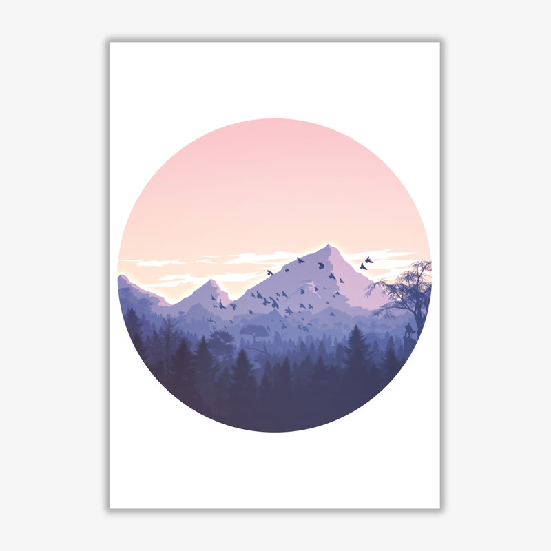 Pink Mountains Circle Abstract - Print, No Frame, 30 cm H x 21 cm W x 1 cm D