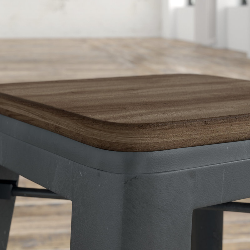 Gaikwad Counter Stool with Metal Frame, Gunmetal