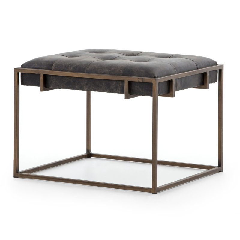 Oxford End Table, Antique Brass, Ebony Natural