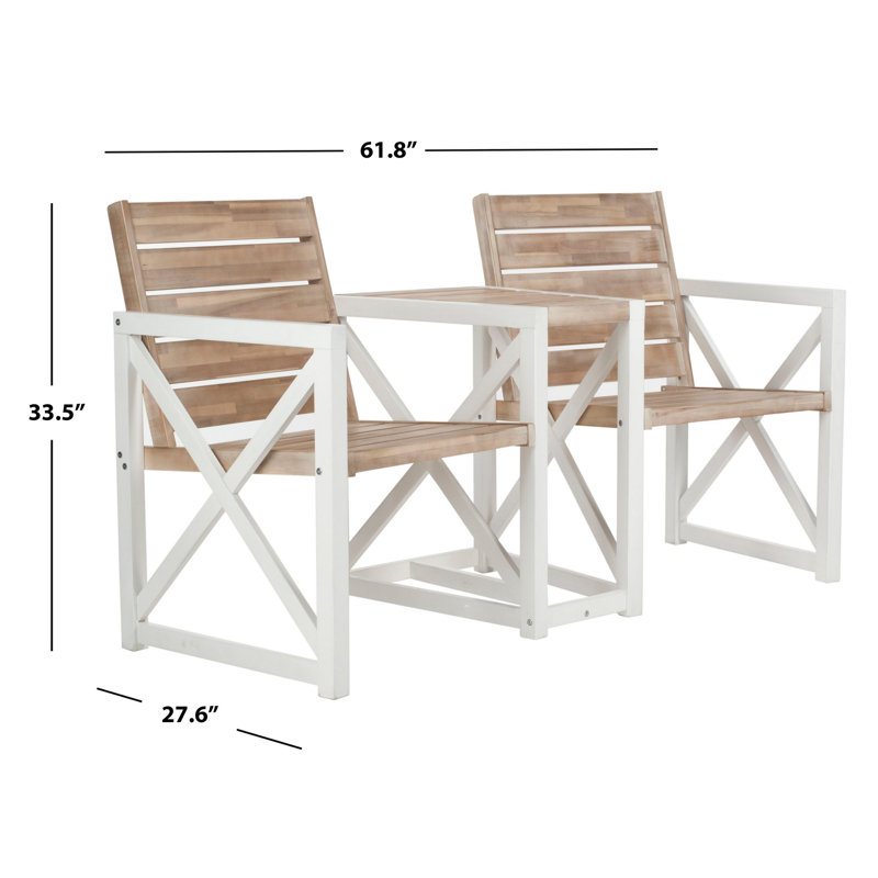 Banc tête-à-tête en bois Denslowe, Blanc / Chêne