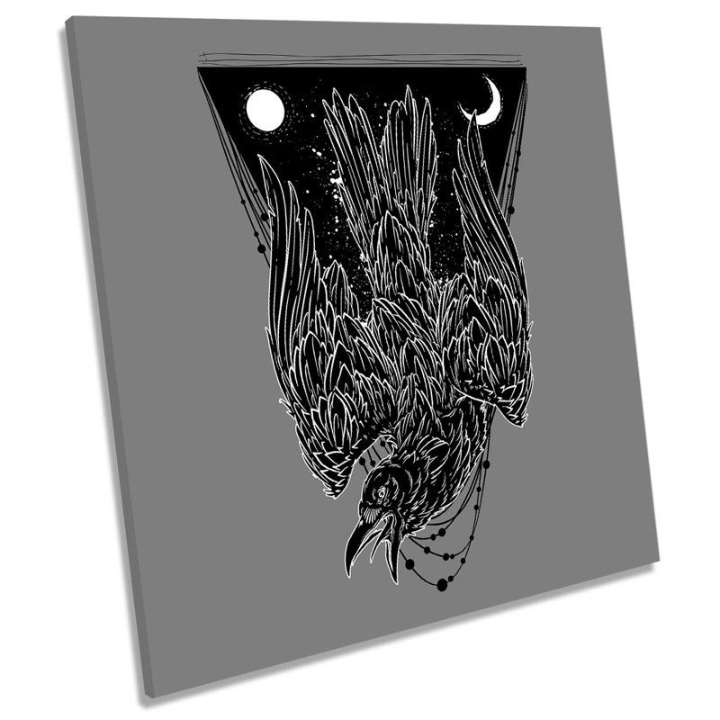 Crow Moon Night Bird - Wrapped Canvas Print, 76.2cm H x 76.2cm W x 4cm D