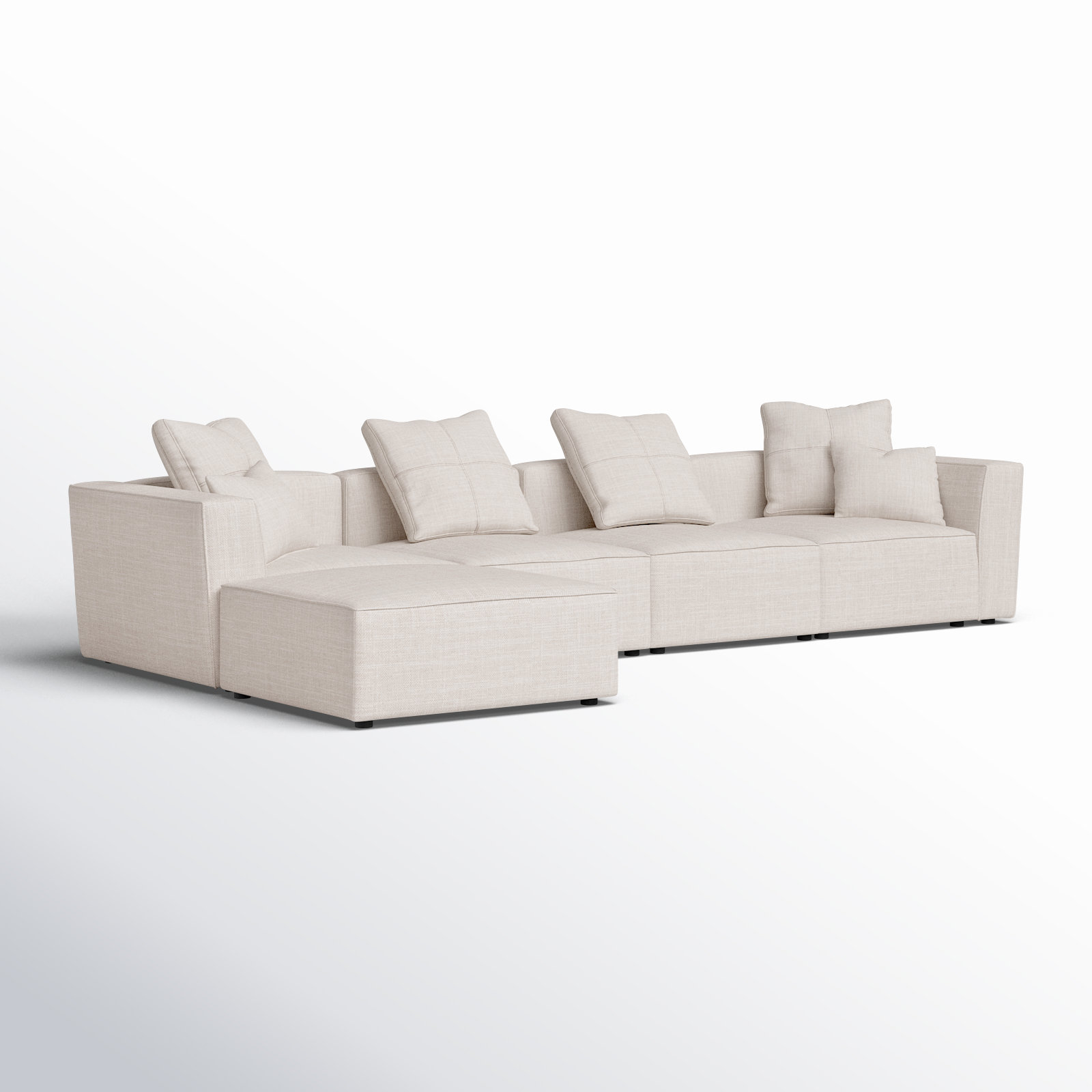 Del Modular Upholstered Reversible L-Sectional, Bella White Polyester