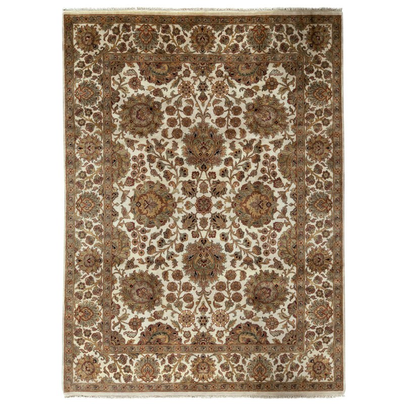 High-Quality Hand-Knotted Ivory Area Rug