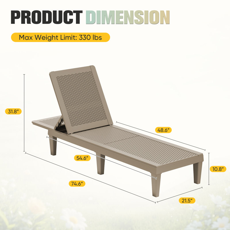 Chaise longue d'extérieur Tellie, Marron clair