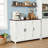 47.2" Farmhouse Buffet Cabinet With Storage, Kitchen Storage Cabinet With Doors And Adjustable Shelves, Rustic Kitchen Credenza, Wooden Sideboard Cabinet For Kitchen, White-869909999