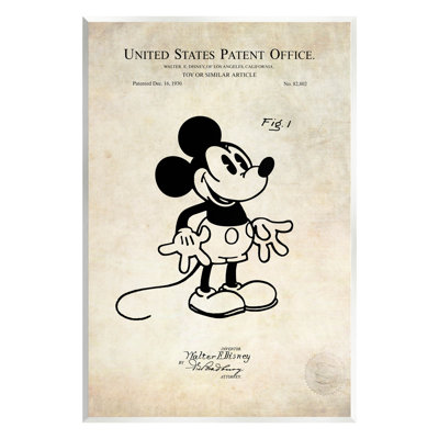 Vintage Mouse Character Patent Wall Plaque Art by Karl Hronek