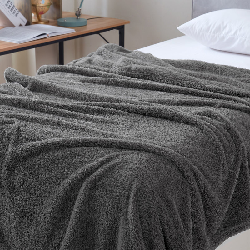 Blanketry Coma Inducer Sherpa Oversized Throw Blanket, Gray
