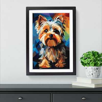 XYZ-FRM-V1223-1717 Yorkshire Terrier Cubism 1 Piece Single Picture Frame Wall Art