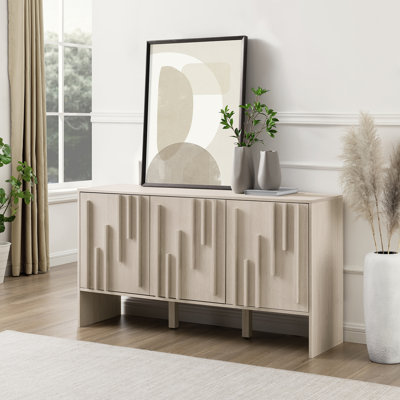 Anishka 55" Contemporary Wood Detailed 3-Door Sideboard by Wade Logan