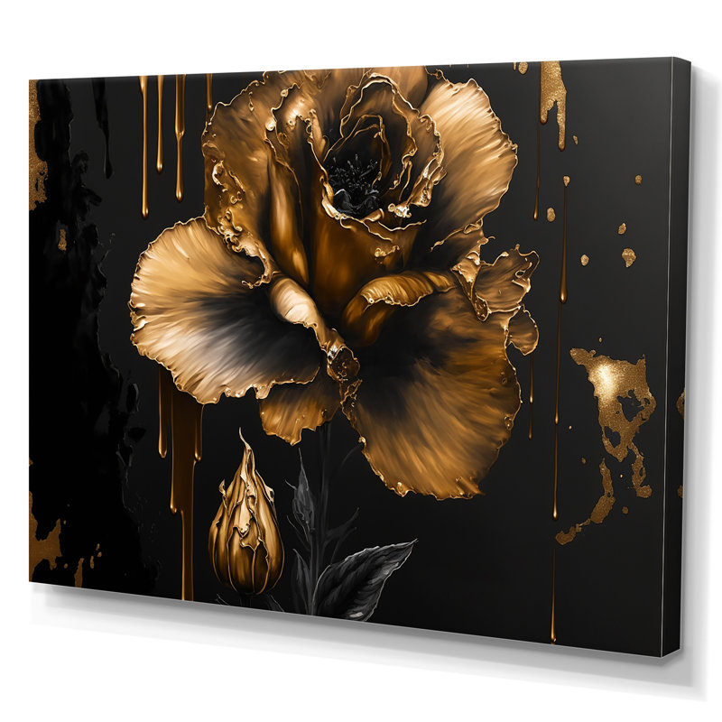 Noir et doré Glaïeul III - Glaïeul, art mural, Toile tendue, H 30 po x l 40 po x P 1,5 po