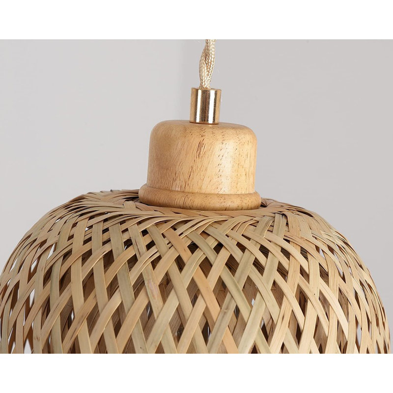 Luminaire suspendu en bambou à une lumière ajustable en forme de panier de style bohème à une main pour îlot de cuisine Farmhouse Home