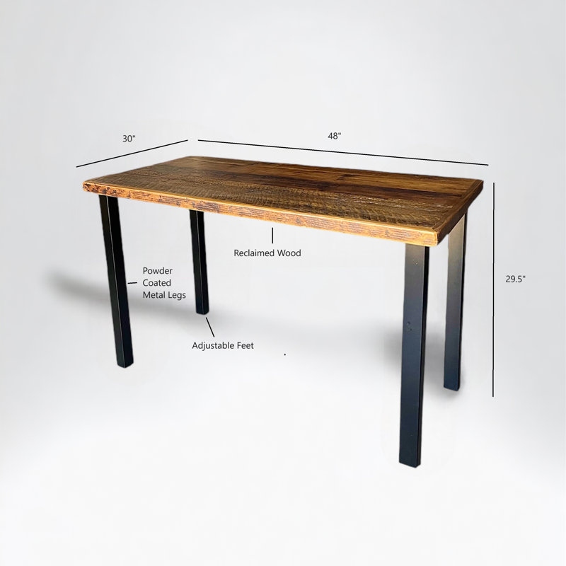 Bureau en bois récupéré à planches droites, H 29,5 po x l 48 po x P 30 po