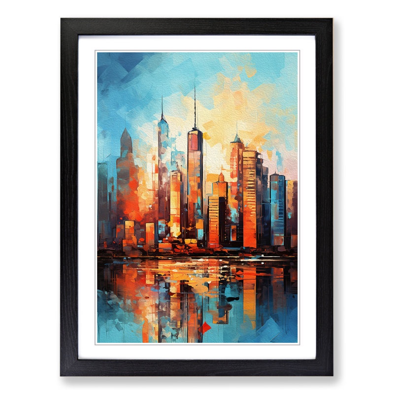 Skyline Gestural No.2 - Framed Print, 46cm H x 34cm W, Black Framed