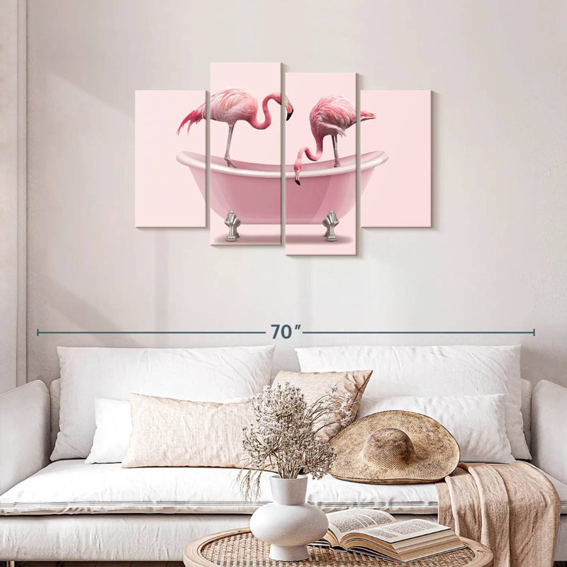 Baignoire flamants roses 4 pièces, H 27 po x l 43 po x P 1,25 po