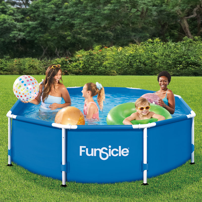 Plastic Round Frame Set Pool H x W x L , with Pump Included, 8ft x 30in, SkimmerPlus Pump