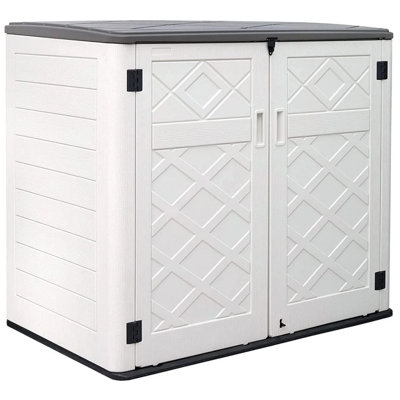 Decksplore 360 Gallons Resin Storage Cabinet With Floor And Double Doors
