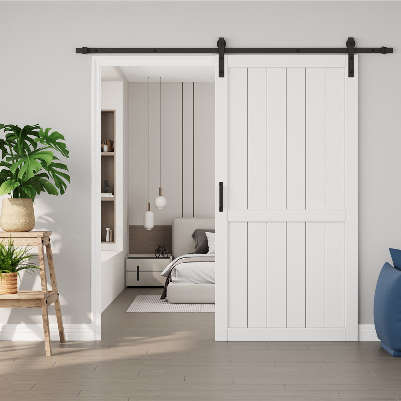 Portes de grange coulissantes en bois manufacturé 84 po H 84 po, 42 po x 84 po, Blanc, Standard