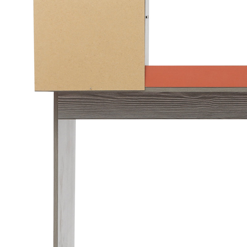 Computer Desk With Bookshelf - 39.37" X 18.9" Desktop Size, Gray