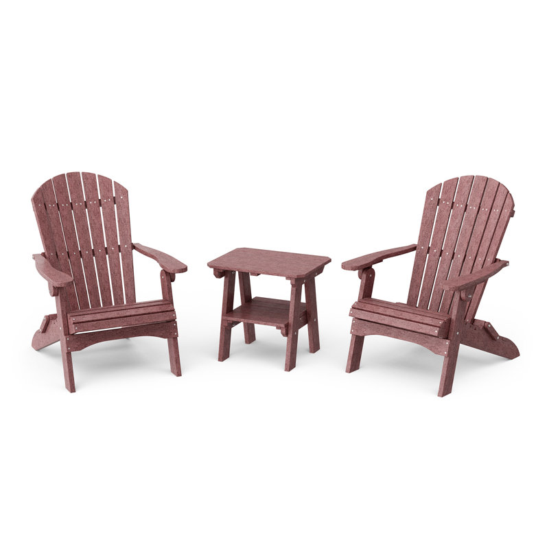 Heritage 3-Piece Folding Adirondack Set with Side Table, Cherrywood
